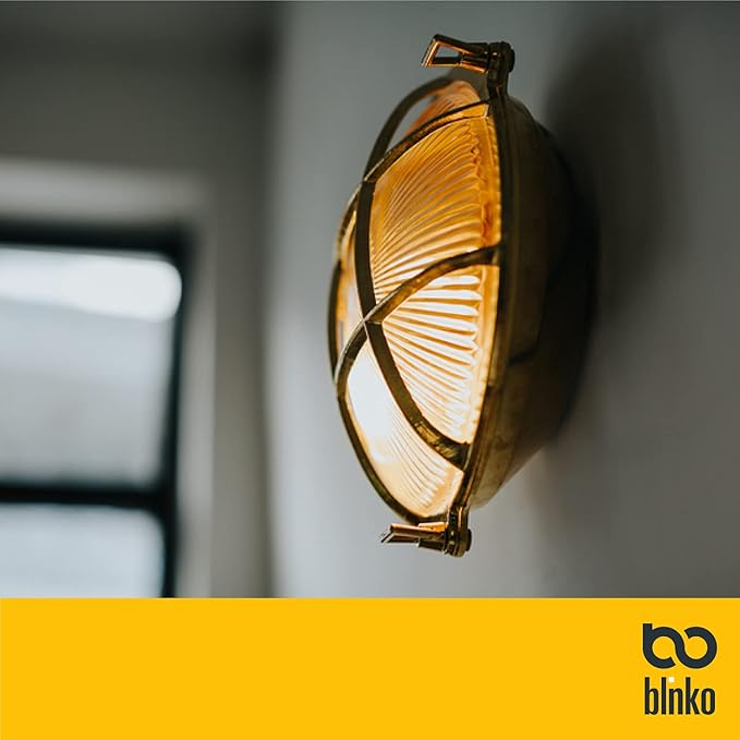 BLINKO Nautical Brass Bulkhead Wall Light,Vintage Retro Wall Sconce,Industrial Lighting Fixtures,Mid Century Modern Decorative,IP 54 Precision Waterproof,Lampshade Only,with Bottom Hole