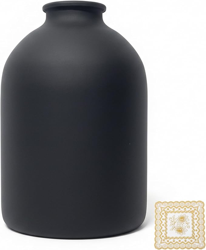 Black Metal Flower Vase, 8.7 Inch Large Metal Vase House Warming Gifts New Home for Living Room Floor, Modern Farmhouse, Plants, Bathroom, Tables, Entryway, Shelf, Kitchen, Office, Coffee Decor