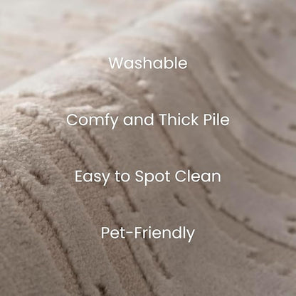 Revival Rugs Ebb 7'10"x10' Washable Area Rug for Living Room Bedroom - 100% Recycled Oeko-TEX Certified, Medium Pile, Taupe