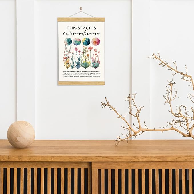 YGSDZY Neurodiversity Poster, This Space is Neurodiverse Poster, Canvas Artwork for Classroom, Autistic Posters, Therapy Social Work Office Decor, Psychologist Gift 11.8 * 15.7