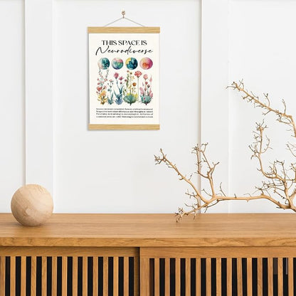 YGSDZY Neurodiversity Poster, This Space is Neurodiverse Poster, Canvas Artwork for Classroom, Autistic Posters, Therapy Social Work Office Decor, Psychologist Gift 11.8 * 15.7