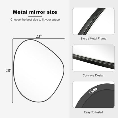 WallBeyond Asymmetrical Mirror, Irregular Wall Mirror for Bathroom, Abstract Wall Mirrors Decorative for Bedroom Living Room Entryway Hall, Mirrors for Wall Decor 28" H x 23" W, Black