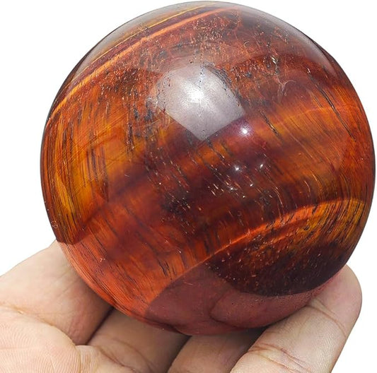6-7CM/2.36-2.76inch Natural Crystal Red Tiger Eye Ball Quartz Massage Polished Spheres Reiki Healing Exquisite Room Decor Rock Ball Souvenirs Gift(Red Tige Eye, 60-70mm)
