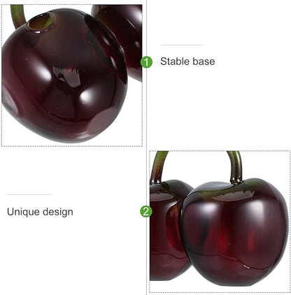 Garneck Glass Cherry Hydroponic Bud Vase Small Flower Vase for Home Décor and Office Floral Arrangements