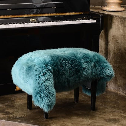 LLB Genuine Sheepskin Area Rug Wool Rug Fur Carpet Fluffy Shaggy Fur Rug for Living Room Kids Bedroom Real Sheepskin Throw Lambskin Rugs Sofa Mat Chair Seat Covers (Peacock Blue, 2 x 3 ft Sheepskin)