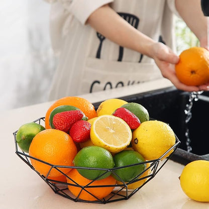 HOMQUEN Fruit Basket, Fruit Bowl, Metal Wire Fruit Basket for kitchen, Fruit Bowl for Kitchen Counter, Basket for Fruits, Vegetables, Breads, Snacks, Kitchen Gadgets (Square Short, Black)