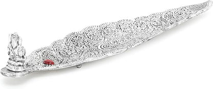 Zap Impex Metal Leaf Incense Stick Holder and Ash Catcher (Ganesh Figurine)