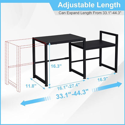 44.3 Inches Expandable Metal Storage Shelves,150LBS Heavy Duty Shelving Units and Storage For Appliance,Adjustable Utility Organization and Storage Shelf Rack For Kitchen Cabinet Closet Garage Pantry