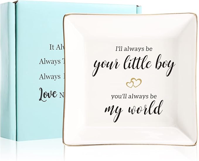 Gifts For Mom From Son,Ceramic Ring Dish Trinket Tray I Will Always Be Your Little Boy,I Love You,Your Son.Appreciate Mother Gifts for Mother's DAY Birthday Christmas Thanksgiving Valentine’s Day