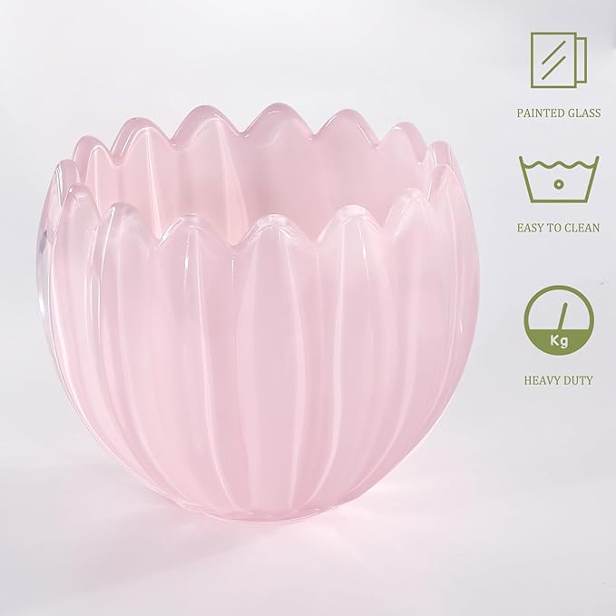 Tulip Lamp Shades Replacement, 5" Dia. * 4.25" H Cream Pink Glass Sconce Shade Heavy and Thick for Wall Sconces Pendant Lights Ceiling Lights Chandelier, 1 Pack