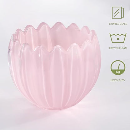Tulip Lamp Shades Replacement, 5" Dia. * 4.25" H Cream Pink Glass Sconce Shade Heavy and Thick for Wall Sconces Pendant Lights Ceiling Lights Chandelier, 1 Pack
