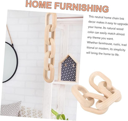 Wood Chain Link Decor Neutral Aesthetic Home Ornament for Living Room Bedroom and Office Display for Minimalist and Farmhouse Decor Natural Wood