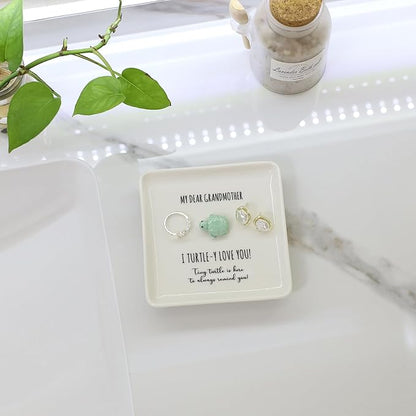 HOME SMILE Turtle Jewelry Dish Tray-Grandma Gifts Mothers Day Birthday Gifts for Grandma from Granddaughter Grandson Grandkids,I Turtley Love You Gifts
