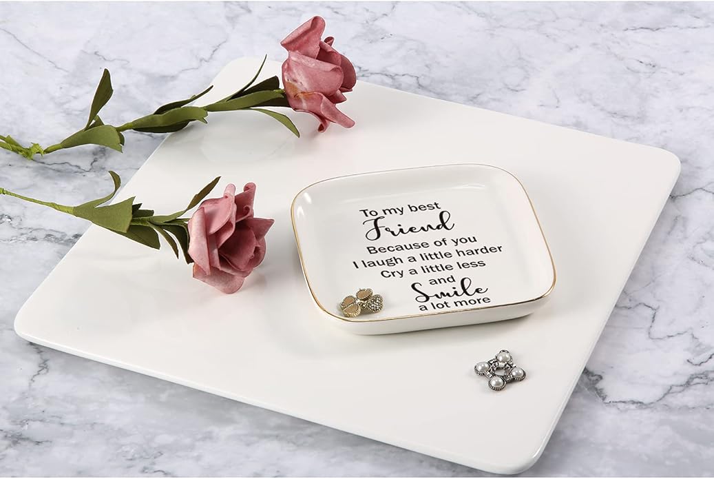 Scwhousi Ring Dish Jewelry Tray for Friend Mom Sister Maid of Honor,Birthday Mother's Day Christmas Gifts