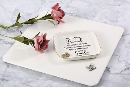 Scwhousi Ring Dish Jewelry Tray for Friend Mom Sister Maid of Honor,Birthday Mother's Day Christmas Gifts