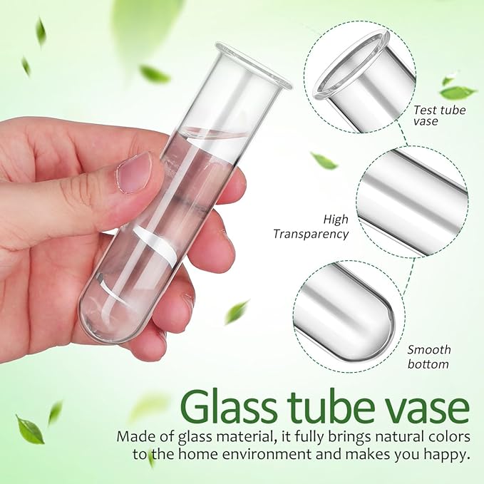 Housoutil Glass Test Tubes for Plants, 5PCS Glass Propagation Tubes for Plants, Test Pipe Vase for Scientific Experiments, Party Office and Home Decorations, Flowers Desktop Propagation