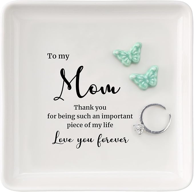 HOME SMIEL Christmas Valentines Gifts for Mom from Daughter Son Ring Dish Jewelry Tray-Best Mom Ever Gifts Unique Mother Mothers Day Birthday-Thank You for Being Such An Important Piece