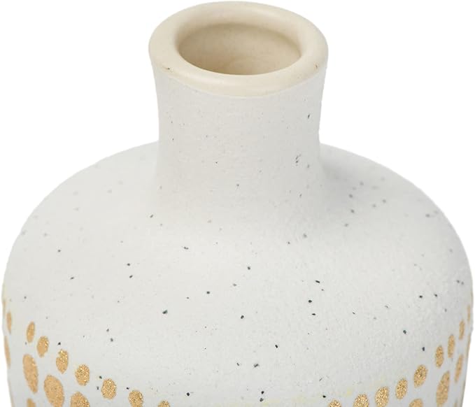 Main + Mesa Stoneware Vases with Gold Pattern, Set of 8