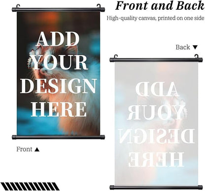 QXYIYBU Custom Hanging Poster Personalized Design Your Own Photo Logo Text Wall Art Adjustable Wooden Frame Canvas Poster Prints Decor for Living Room Bedroom 16 x 24 in