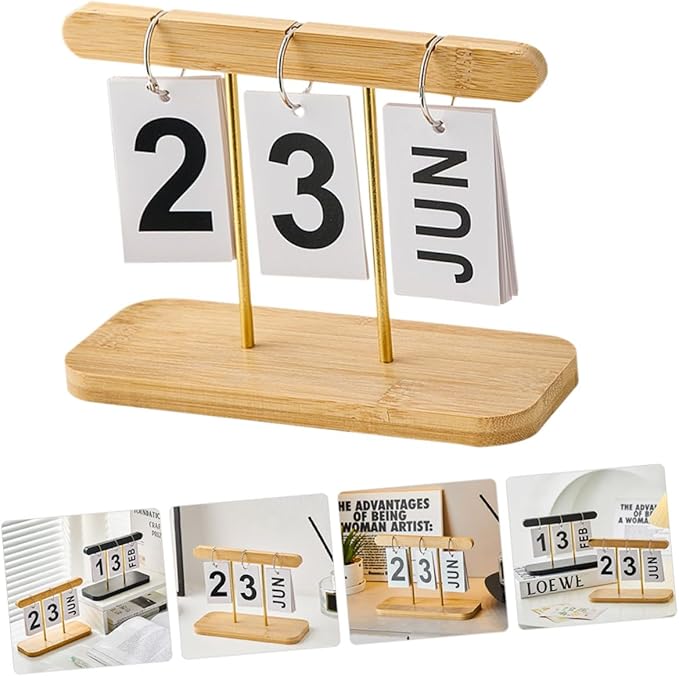 Generic Simple Perpetual Desk Calendar with Movable Blocks for Office Home and Classroom Decoration Reusable Nordic Style Table Ornament for Living and Teacher Desk