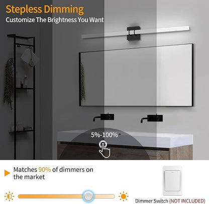Modern Black Vanity Light Bar 40 Inch, 30W 5CCT Dimmable Bathroom Light Fixtures LED Wall Lighting Fixture