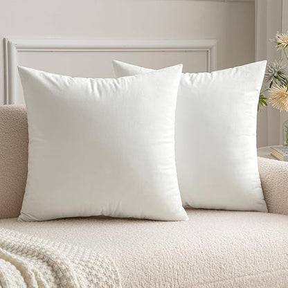 MIULEE Velvet Throw Pillow Covers 22x22 Inch, Pack of 2 - Pure White, Soft Solid Decorative Pillow Covers Cushion Cases Modern Luxury Home Decor for Spring Couch Sofa Bedroom Livingroom