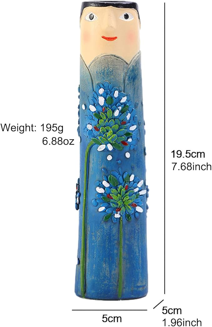 Spring Bud Vases, Bohemian Family Face Vase Boho Cute Home Decor, Character Vase Flower Plant Holder Bathroom Shelf Decor for House Decor Living Room Wedding Centerpieces (H)