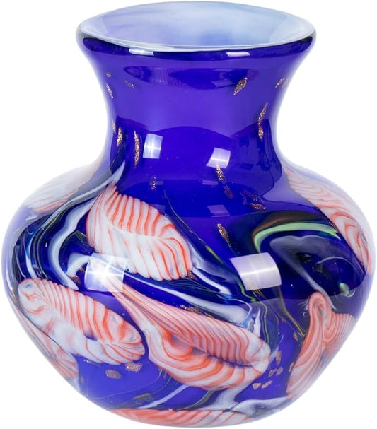 Glass Vases for Flower, Unique Hand Blown Purple Glass Vase, Modern Art Decorative for Home Living Room, Office, Table centerpieces, Bookshelves and Wedding Decorations (JG52)