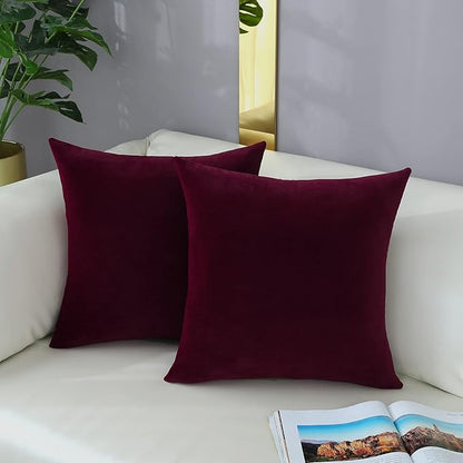 mixeoo Comfy Burgundy Red Throw Pillow Covers Decorative Rectangle Solid Thick Velvet Super Soft Cushion Cases Home Decor for Sofa Couch Living Room Chair, Set of 1, 14 x 36 Inch