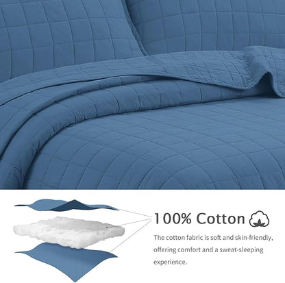 Quilt Bedding Set Queen Size - Cotton Soft Lightweight Bedspread Quilts Comforter Coverlet Sets Geometric Pattern with 2 Pillow Shams for All Season, 90x98 inches