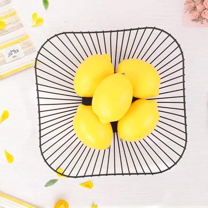 Metal Fruit Basket - Black Fruit Bowl for Kitchen Counter - Wire Storage Basket for Vegetable Snack Candy - Square Fruit Holder for Countertop - 10 Inches (Square)