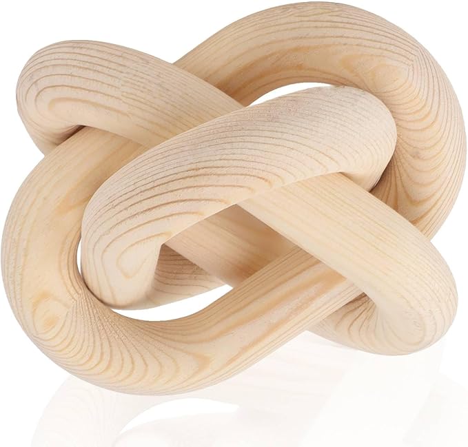 Wood Knot Decor for Coffee Table, 3 Link Wood Knot Decor Decorative Wooden Chain Link for Modern Farmhouse Home Living Room Bedroom Shelf Decoration