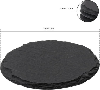 30 Pack 4 Inch Round Slate Coasters, Black Stone Coasters with Anti-Scratch Bottom, Ideal for Home Decor, Bar, Housewarming Gifts, and Laser Engraving KUKLIPJIM