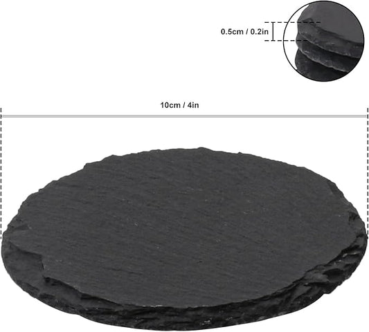 30 Pack 4 Inch Round Slate Coasters, Black Stone Coasters with Anti-Scratch Bottom, Ideal for Home Decor, Bar, Housewarming Gifts, and Laser Engraving KUKLIPJIM