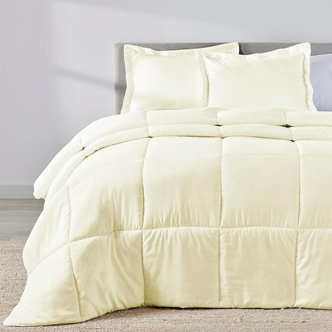 PeachSkinSheets Night Sweats: The Original 1500TC Soft Super Full/XL Full Oversized Comforter Set Vanilla Bean