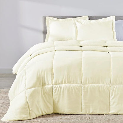 PeachSkinSheets Night Sweats: The Original 1500TC Soft Super Full/XL Full Oversized Comforter Set Vanilla Bean
