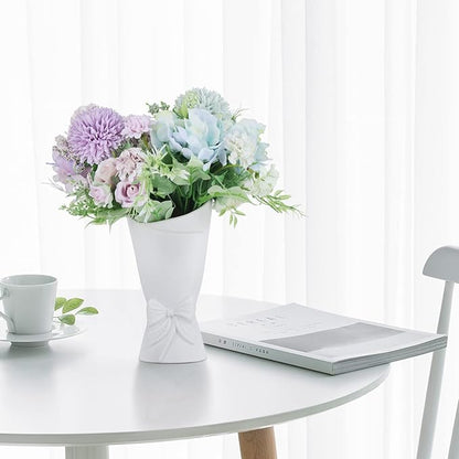Frosted Porcelain Floral Handmade Vases,Frosted Ceramic vases,Geometric Ceramic Flower Vase for Modern Home Decoration and high-end Wedding,Matte Frosted Texture Bud Flower Vase (Roll Vase)