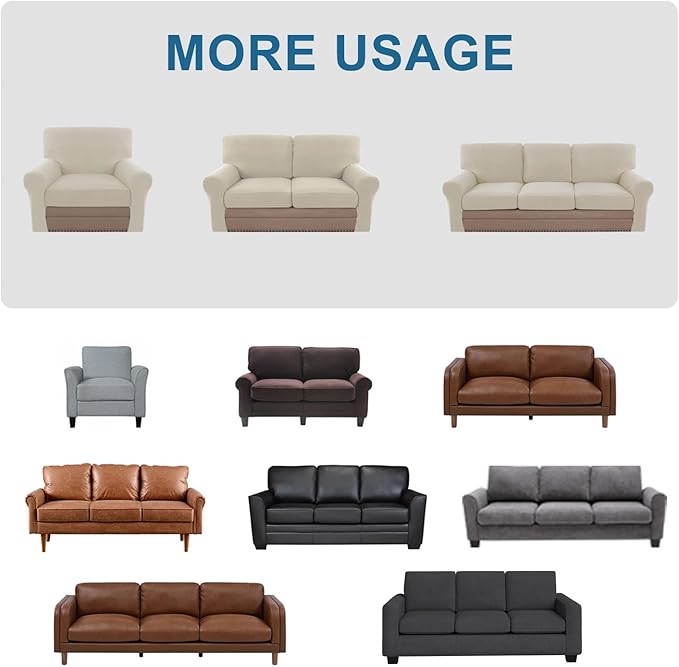 H.VERSAILTEX Multi-Pieces Sofa Covers Stretch Couch Covers Form Fitted Seats and Back Cushions Covers (3 Seat Covers Plus 3 Back Cusion Covers, Bonus 2 Armrest Covers), Island Fossi