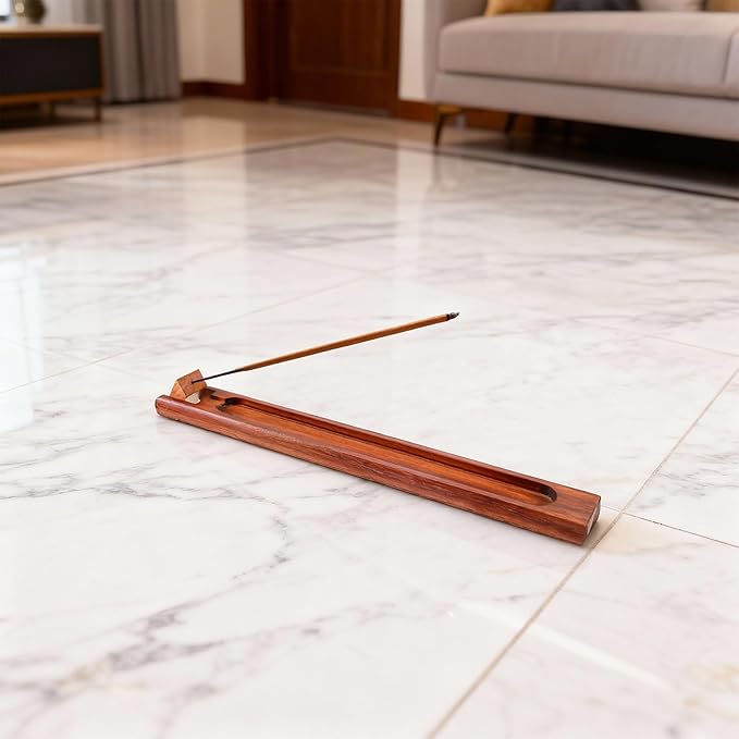 2 Pieces Wood Incense Holder for Sticks with Adjustable Angle, 9.5 Inches Natural Rosewood Incense Burner with Incense Ash Collector, Home Incenses Burner for Meditation Yoga Relaxation Home Decor