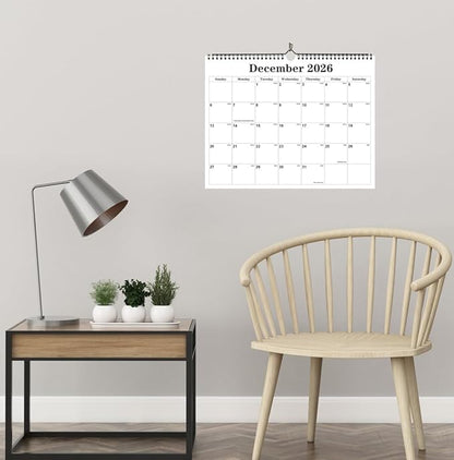 Calendar 2026 - Calendar 2026-2027 from January 2026 to June 2027, Spiral Binding Hanging Wall Calendar 2026 for Home/Office, 8.5" x 11", Black