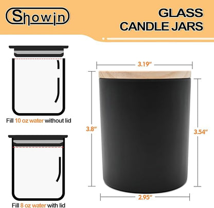 10 OZ Thick Candle Jars for Making Candles 15 Pcs, Empty Jars with Wood Lids for Candle Making, Sample Container, Matte Black