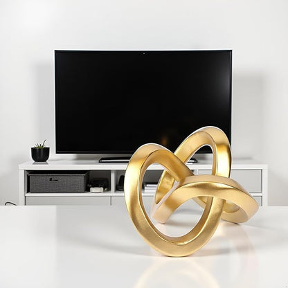 Knot Geometric Sculpture Decor,Mid Century Modern Abstract Figurines,Home Decor Statue,Bookcase Decor,Decorative Accents for Living Room, Coffee Table, Office Desktop, Shelf (Gold)
