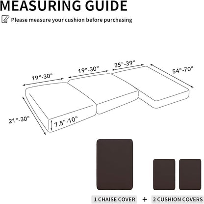 Easy-Going 100% Waterproof 3 Pieces Couch Cushion Covers for Sectional Sofa Left/Right L Shape Chaise Lounge Sofa Seat slipcover Anti-Slip Sofa Cover (2 Seater + 1 Chaise, Chocolate