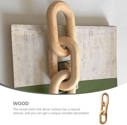 Wooden Chain Link Decor 3-Links Minimalist Farmhouse Wood Accent 25.5x7x2cm Rustic Living Room Table and Fireplace Mantel Decoration