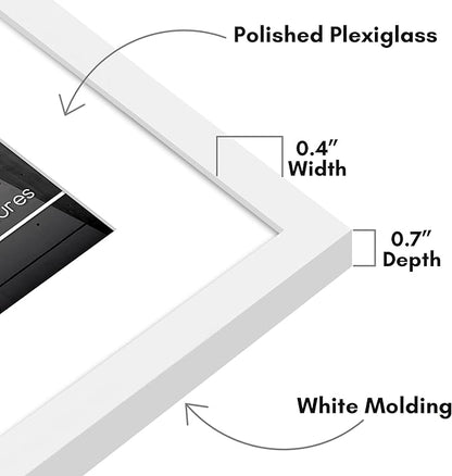 Americanflat 12x16 Picture Frame with Polished Plexiglass - Use as 8x12 Frame with Mat or Display 12x16 Photo Without Mat - Streamline Collection - Thin Border Picture Frames for Wall - White