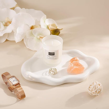 Ceramic Jewelry Tray Trinket Dish, Decorative Cloud Vanity Key Tray for Women, Ring Holder Dish, Cute Jewelry Plate Bowl Room Decor Aesthetic, White, Large