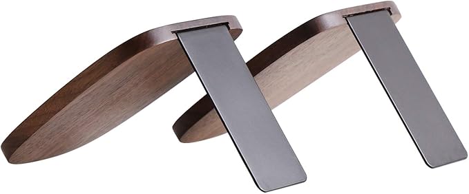 Muso Wood Book Ends for Shelves, Non-Skid Bookends for Heavy Books, Wooden Book Stopper for Home Office and Library (Walnut 2 Pairs)