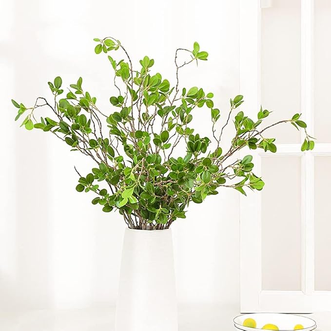 HANDIC 3 Pcs Faux Stems Artificial Branches for Vase Greenery Stems Faux Branches for Vase Plant Artificial Eucalytus Branches Plants (45"/Each Branch) (3, Green)