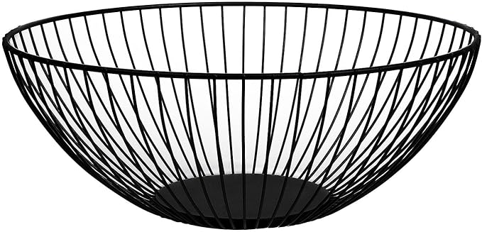 IBWell Wire Fruit Basket Fruit Bowl Kitchen Fruit Basket Stand Fruit Bowls for the Counters Metal Fruit Bowl (Bowl) (Black)