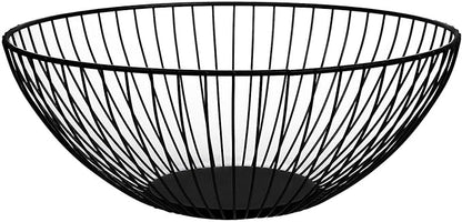 IBWell Wire Fruit Basket Fruit Bowl Kitchen Fruit Basket Stand Fruit Bowls for the Counters Metal Fruit Bowl (Bowl) (Black)